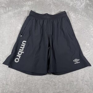 Umbro Soccer Shorts Mens Small Black Stretch Athletic Running Logo